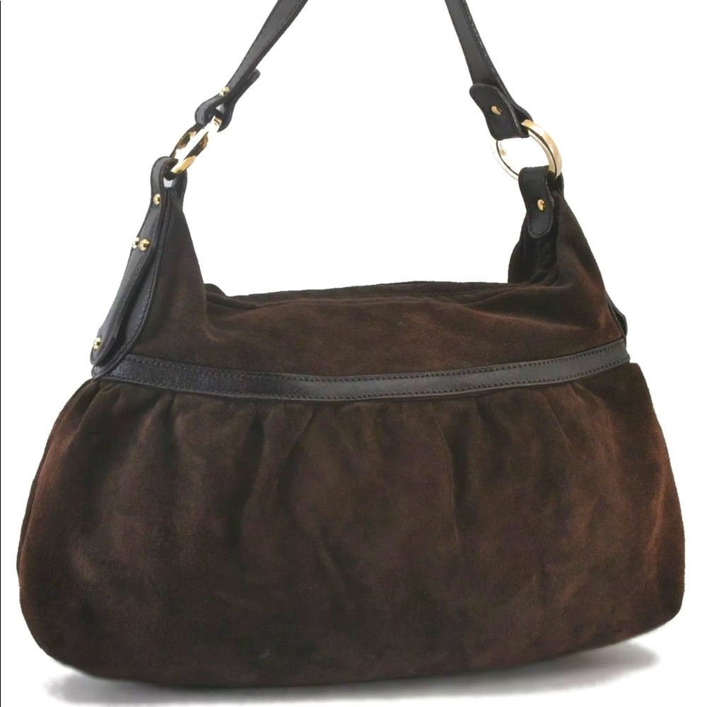 Fendi Authentic Brown Suede Shoulder Bag